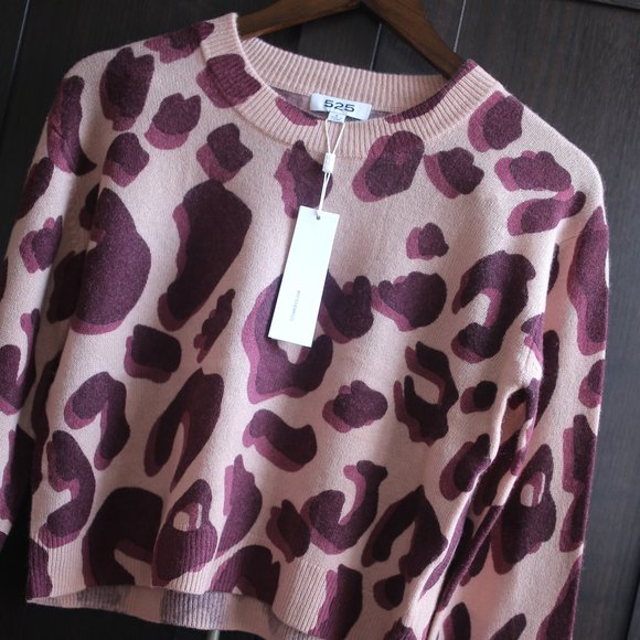 NWT Leopard 100% Cashmere Purple Pink Sweater. - Picture 11 of 11